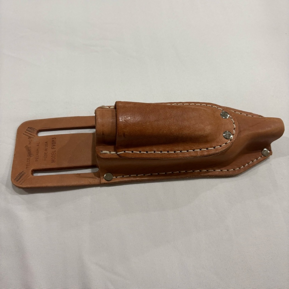Telco Sales FVDP3 Leather Knife Sheath Belt Holder Made USA Utility Tool Holster